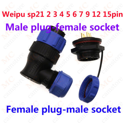 Weipu 2-15Pin sp2115-sp2116 Waterproof Connector Cable,Plug+Socket,Aviation Plug