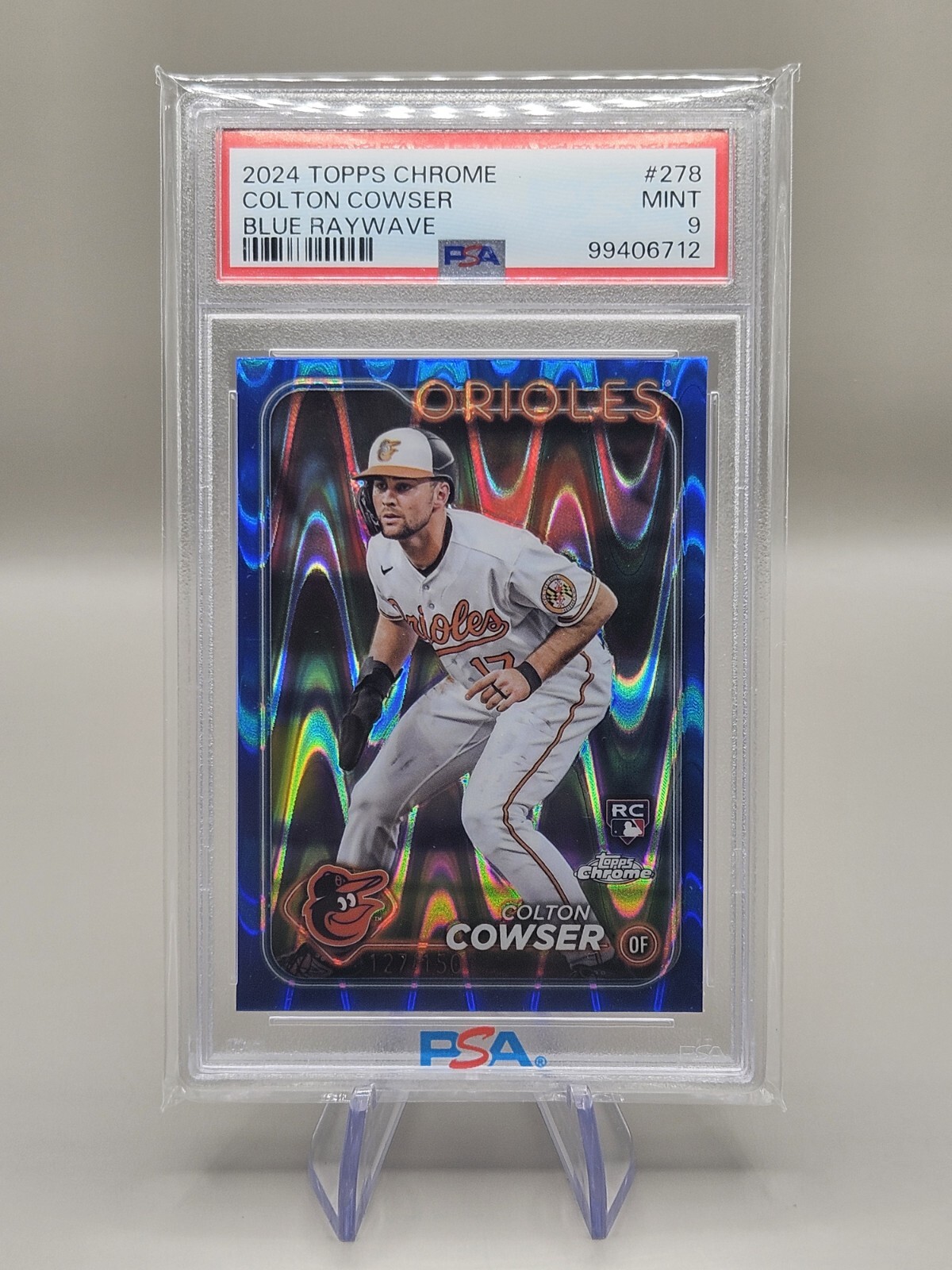 2024 TOPPS CHROME BLUE RAYWAVE #278 COLTON COWSER ROOKIE RC 127/150 PSA 9