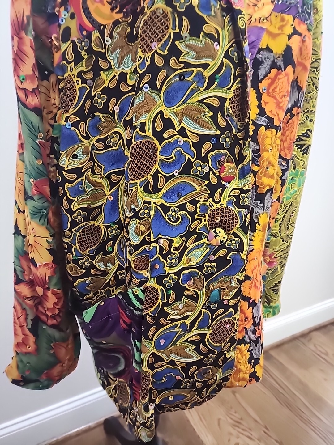 Vintage Patchwork Blazer Jacket S / M Sequin Bead… - image 5