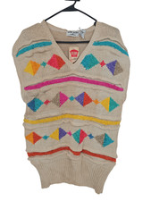 VTG 80s BONNIE BOERER Medium Womens Sweater Vest Geometric Deadstock NWT