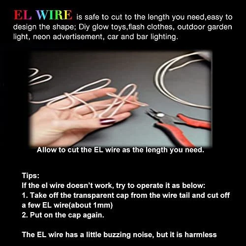 El Wire 5 Pack(Red,Blue,White,Green,Pink),9ft/2.75m neon Light Flash  - Image 2 of 4