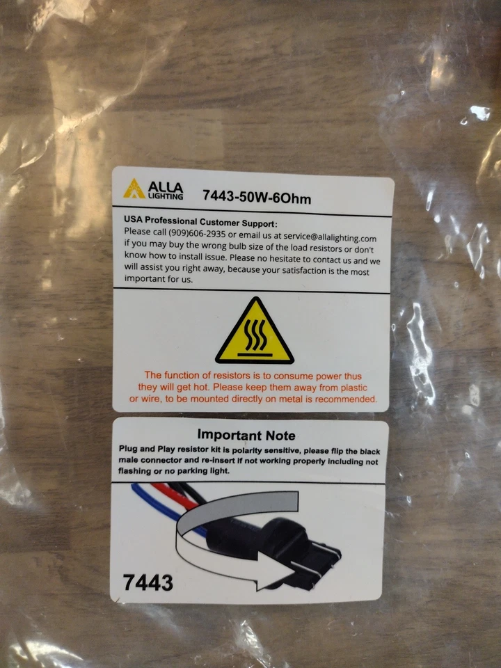 Resistencia de carga Allá Lighting 7443 Plug N Play fijación LED señal de giro hiper llamamiento Foto 2 de 4