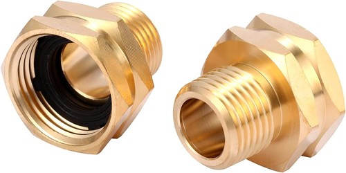 2 Pack Brass Garden Hose Adapter, 3/4" GHT Female X 1/2" NPT Male Connector - Picture 9 of 10