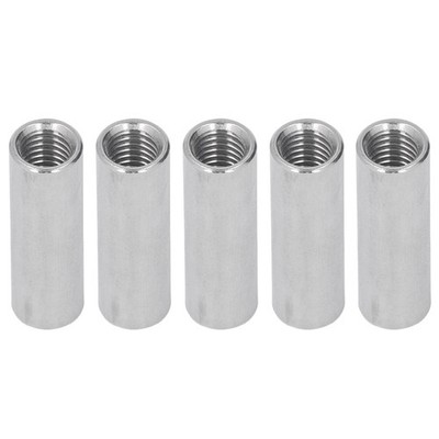 5 Pcs Round Coupling Nut M12 x 1.75 Female Thread 16mm Outer Diameter 50mm Le...