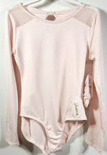 Justice Girls Pink Dance Leotard With Scrunchie Size XL NEW