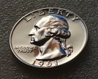 🟅 1961 BU PROOF 90% Silver Wash. Quarter 25¢