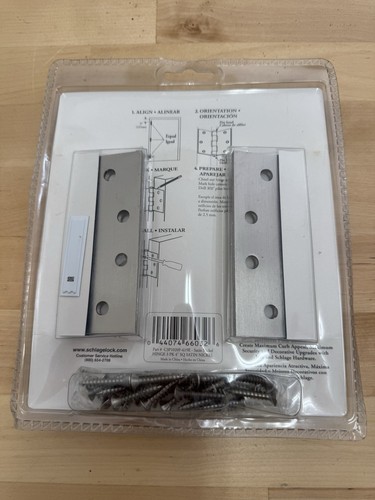 NWT Ives Schlage 4” Four Inch Satin Nickel Door Hinges Designer Xtra Long Screws - Picture 2 of 2