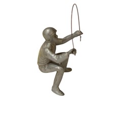 Vintage Mattel Toys Pilot Soldier Man Grey Plastic Seated Hong Kong