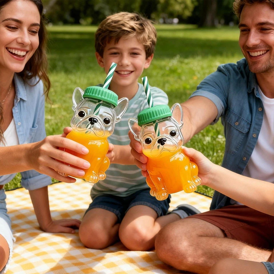 Taza de café helado reutilizable taza para sorber de paja para amante de perros taza de vidrio en forma de perro regalo Foto 4 de 4