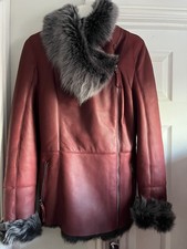 Ladies Sheepskin Fur Classic Shearling Jacket lamb skin uk 12 Toscana coat