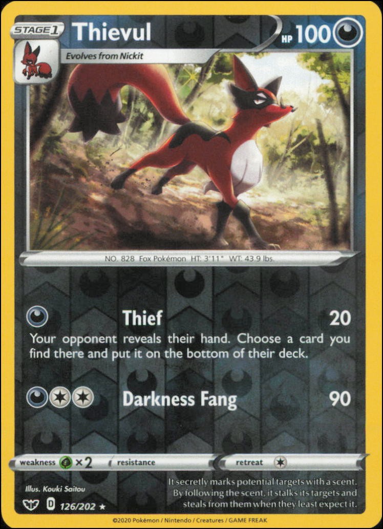 Pokemon - Thievul #126/202 - SWSH01: Sword & Shield Base Set Reverse Holo