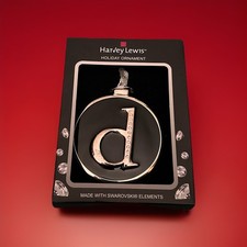 Harvey Lewis Christmas Gold Ornament Letter "d  Made With Swarovski Elements NWT
