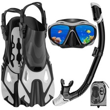 Snorkeling Gear for Adults, Mask Fin Snorkel Set, Dry Top Snorkel Mask, Panor...
