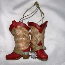 Kurt Adler Red Tan Cowboy Boot with Spur Ornament