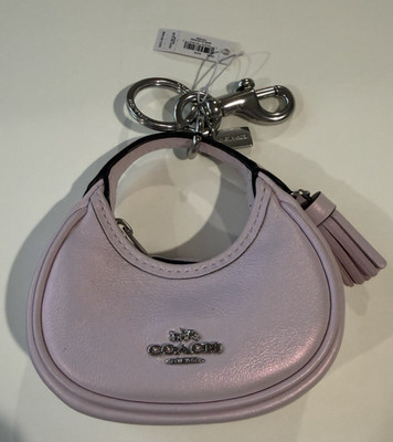 NWT Coach Mini Carmen Bag Charm In Pearlized leather/Silver/Pink CBL92