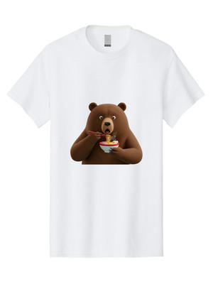 Bear-Eating-Ramen-7 Mens Graphic Tee, 100% Cotton, Casual Summer Wear