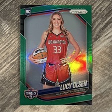2025 Panini Prizm WNBA Lucy Olsen Rookie Variation Green Prizm #145 Mystics