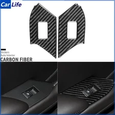 Real Carbon Fiber Rear Window Lift Switch Panel Cover For Cadillac CTS 2014-2019