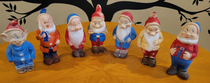 7 Vintage 1950s Walt Disney Snow White & Seven Dwarfs Deluxe Reading Vinyl Toys