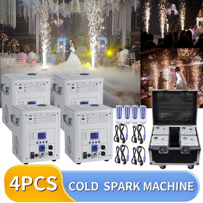 4PCS 750W White Cold Spark Machine DMX512 Fireworks Sparkler With Flight Case