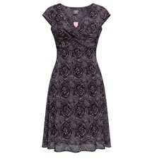 Ann Taylor Petites Paisley Sheath Dress Womens 4P Purple Faux Wrap V-Neck Knee