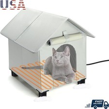 Elevated Outdoor Cat House W/ Heating Pad Insulated Warm Shelter Feral Cats New