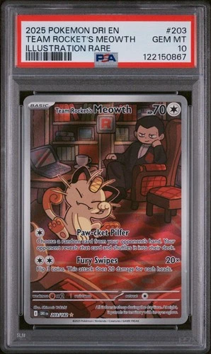 Pokemon TCG Team Rocket’s Meowth 203/182 IR Destined Rivals PSA 10
