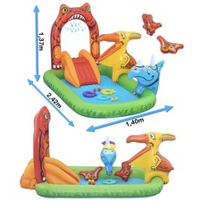 Bestway® Jurassic Splash Planschbecken Rutsche Sprinkler Ballwurfspiel Pool Kind