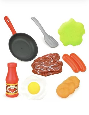 Play House Kitchen Set Pretend Play, Utensils, Frying Pan, Toy Food, Plastic