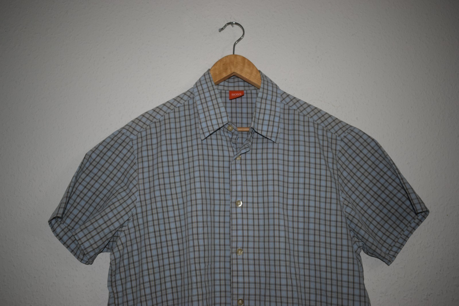 Hugo Boss Blue & Brown Plaid Short Sleeve Shirt image 5