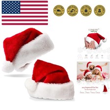 Plush Santa Hats, Christmas Hats For Christmas Party, Extra Thick Adult Xmas ...