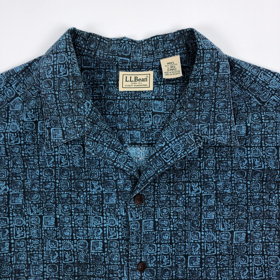 Vintage LL Bean Shirt Mens Large Loop Collar Camp Hawaiian - Image 2 of 4
