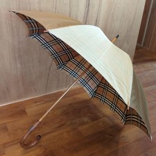 Burberry Nova Check Long Umbrella Inside Wooden Men Accessory Original Collectio