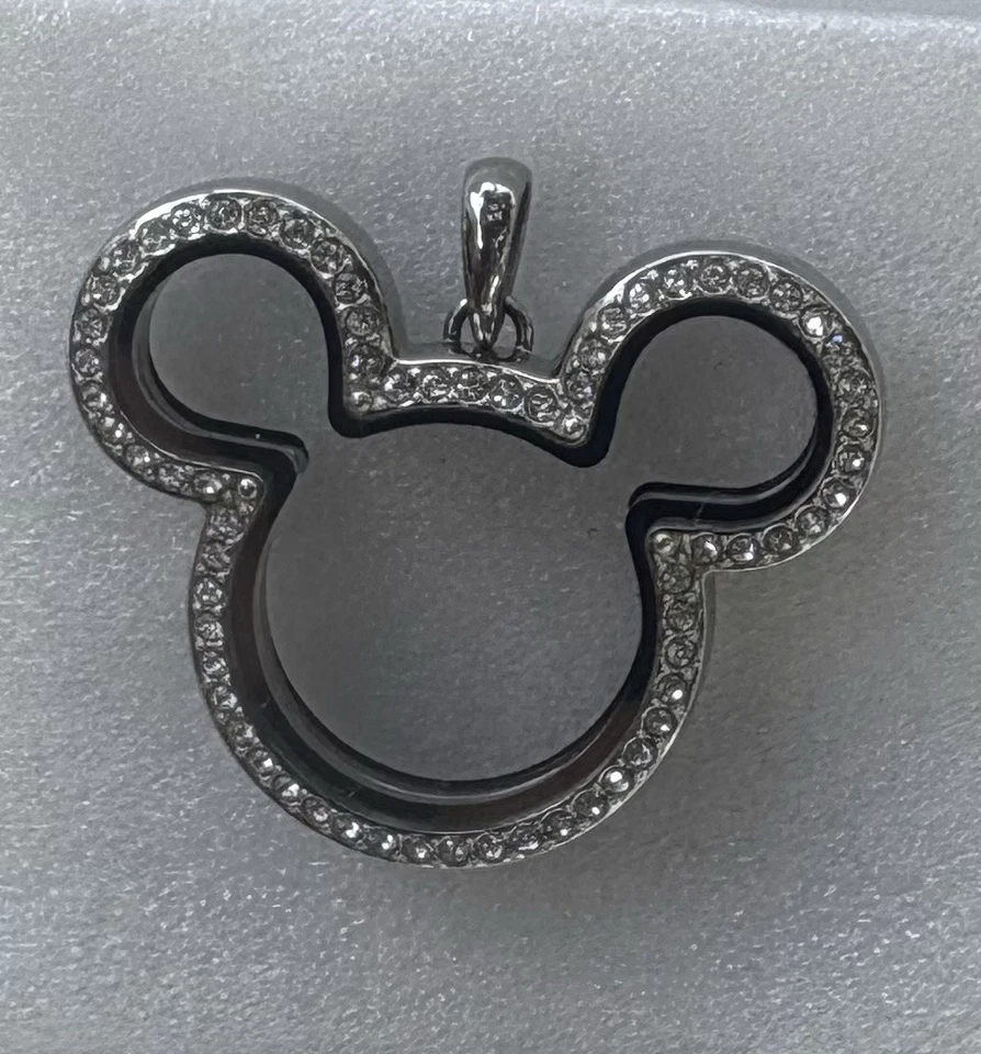 Medalhão de dobradiça Origami Coruja LK1087 Disney prata Mickey Mouse com cristais e 2 berloques - Imagem 3 de 3