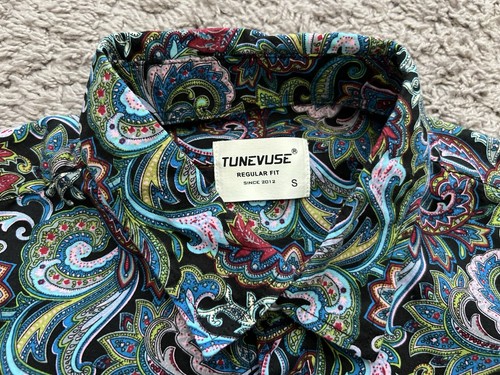 TUNEVUSE BUTTON DOWN SHIRT REGULAR FIT PAISLEY COLORFUL Men's Size Small - Picture 8 of 20