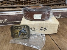 Vintage Remington Firearms Leather Belt  Canadian Goose Buckle - Size 42-44