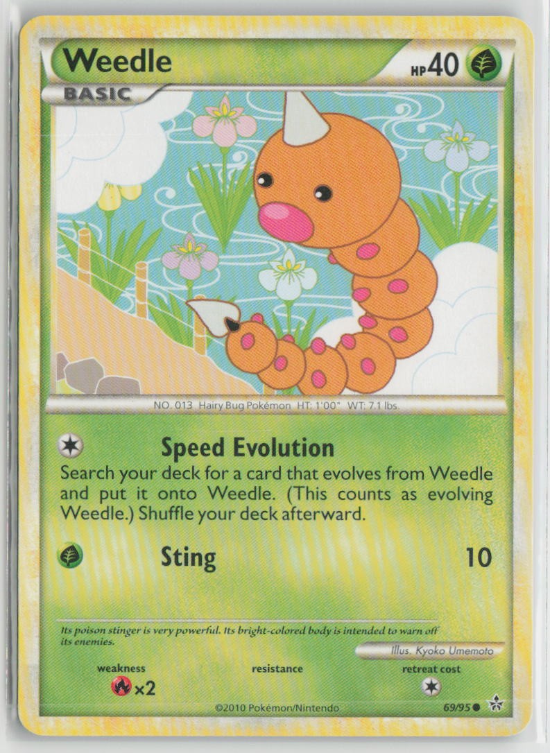 Weedle 69/95 Common HGSS Unleashed Pokemon Moderately Played