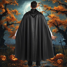 55" Adult Vampire Cape Halloween Cloak with Hood Reversible Costume Accessories