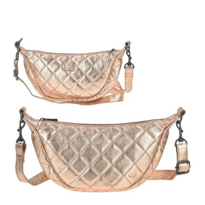 Bear Design Crossbody Bag Damen Leder groß 33x17cm Crossover Crossbag rose