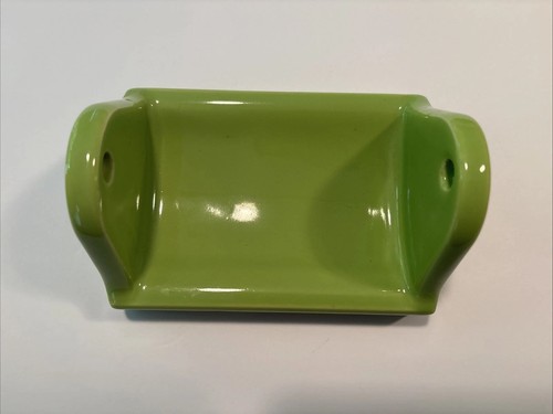 Vintage MCM Green Ceramic Toilet Paper Holder And Towel Bar Holder - Picture 2 of 14