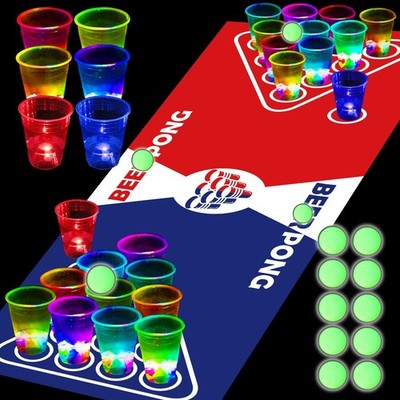 YHFUISK Glowing Pong Table Mat Set Party Beverage Game for Indoor... 
