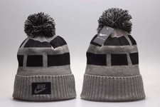 Nike Winter Knit Beanie Cuffed Pom Hat Gray Black Acrylic Warm Adult Unisex New