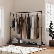 Z-Truck Heavy Duty Clothing Rack Adjustable Height Industrial Pipe with Wheels