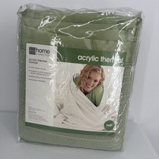 JC Penney Home Collection Acrylic Thermal Blanket Twin Satin Trim 66x90 Vintage