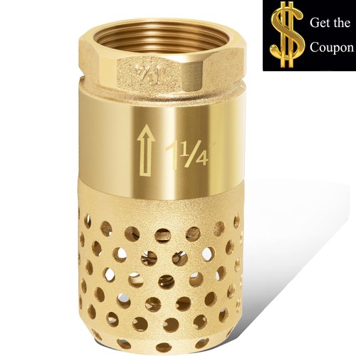 Brass Foot Valve 1-1/4" NPT Heavy Duty Spring Mesh Check Valve Female Connection