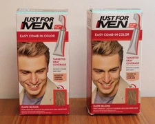 LOT OF 2 Just For Men Easy Comb In Targeted Gray Cover Color Dye Dark Blond A-15
