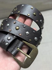 vintage Y2K brown STUDDED belt 42 hot topic ROCK skate PUNK synthetic