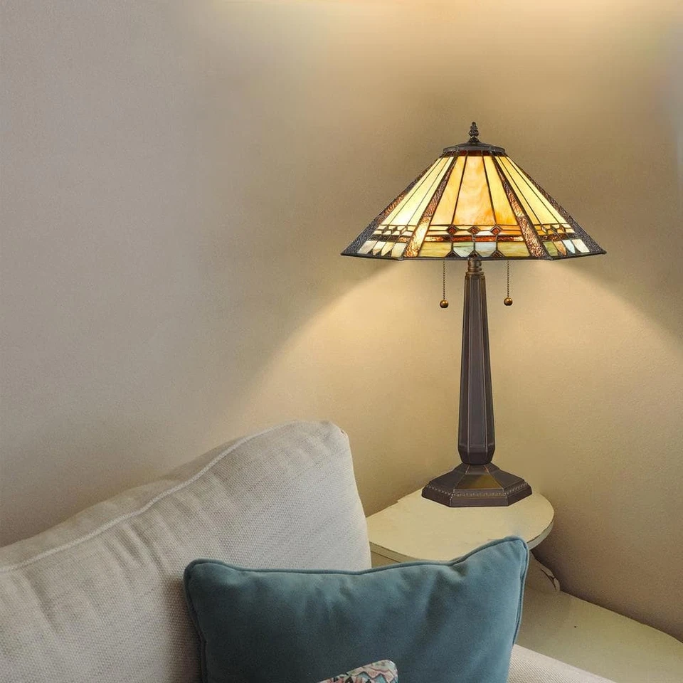 Warehouse of Tiffany Table Lamp 2-Light 25" Neckless Plug-In Dry Rated Bronze - Image 2 of 3