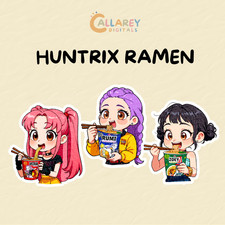 Kpop Demon Hunters Stickers  Huntrix Ramen l Waterproof Vinyl Glossy