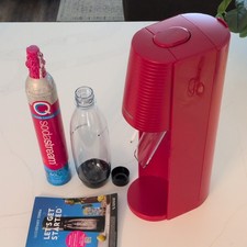 SodaStream Terra Sparkling Water Maker Red Quick Connect w/ CO2 Bottle & Bottle